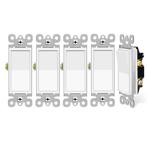 3 Way Switch White, Greencycle 5 Pack Three Way/Single Pole Light Switch Rocker Switches 15A 120/277V, On/Off Rocker Paddle Interrupter, Residential/Commercial Grade,Home &amp; Office,UL/CUL