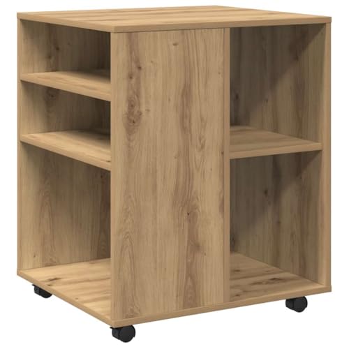 vidaXL Rollschrank Artisan-Eiche 60x53x72 cm Holzwerkstoff, Aktenschrank, Büroschrank, Beistellschrank, Schrank, Schrank mit Rollen, Wohnzimmerschrank