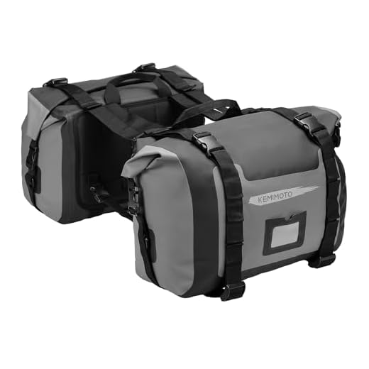 KEMIMOTO Waterproof Motorcycle Saddlebags 50L(25Lx2) Large Saddlebag Adventure Dual Sport Bike Luggage Bag Saddle Bags Side Bags for Dirtbike Motorbike Travel Motorcycle Panniers Bags Grey