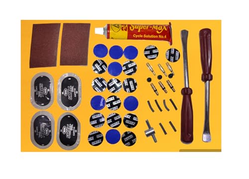 Image of WTH Cycle Tire Puncture Repair Kit, Burst Tyre, Lever, Patch, Glue (45)