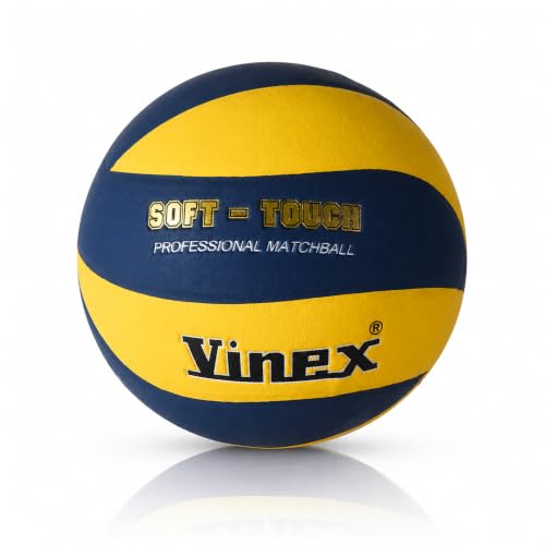 Image of Vinex Soft Touch Volleyball Official Size 5, Hygroscopic PU Leather, Lightweight Recreational Training Ball for Indoor and Outdoor, Court Beach Play, High Retention Butyl Bladder for All Ages