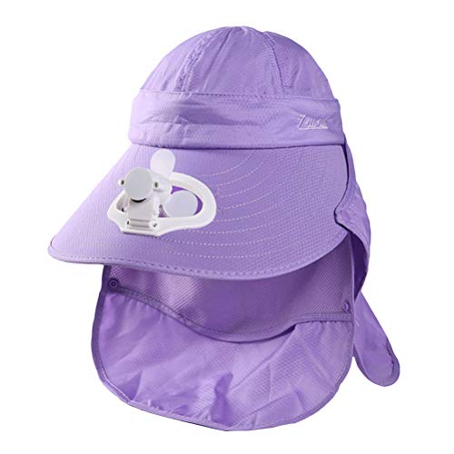 Oulian Berretto da Baseball da Donna con Ventola di Ricarica Usb per Donne Estive con Fodera per Collo Avvolgente Cappellino da Baseball con Ventola per Viaggiare in Campeggio All'aperto - Viola