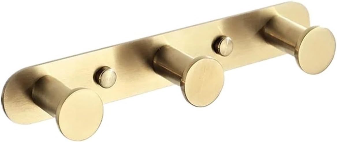 Stainless Steel Hooks Bathroom Accessories Wall Mounted Round Robe Hook 3-8(Brushed gold 3 hooks)