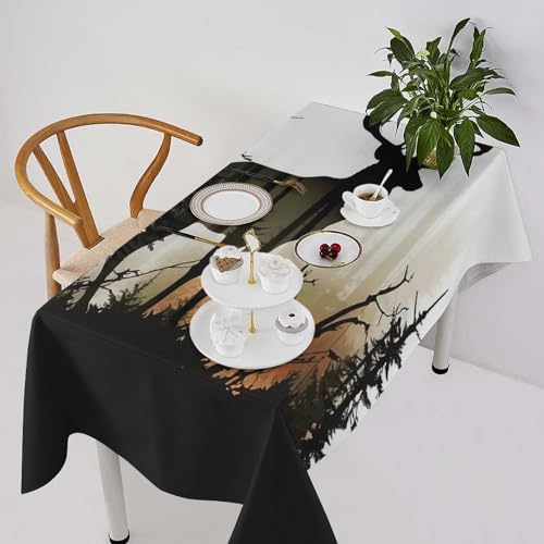 Nappe en lin d&eacute;coration rustique antitache pour table carr&eacute;e - 3