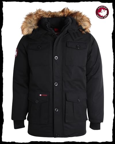 Image of CANADA WEATHER GEAR Mens Parka Jacket - Heavyweight Insulated Water Resistant Winter Coat for Men with Faux Fur Hood