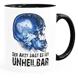 Moonworks® Kaffee-Tasse Xray Der Arzt sagt es ist unheilbar Hobby Röntgenbild Schädel Controler Joypad Zocken Gamer schwarz unisize
