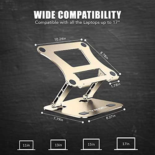 Laptop Stand For Desk - Best Ventilated Cooling Computer Stand for Laptop with Anti-Slip Pads & Cable Organisers  Laptop riser for MacBook Pro/Air, HP, Sony, Dell, More Laptops 11"17" (Gold)