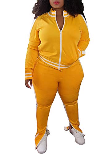 tie dye Lounge Sets for Women -Womens Plus Size Two Piece Tracksuit Outfits Club Outfits Sweatsuit Stripe Patchwork Long Sleeve Skinny Pants Split with Zipper Navy Blue