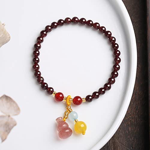 Grenat naturel de 5mm et agate en bracelet de perles haut de gamme