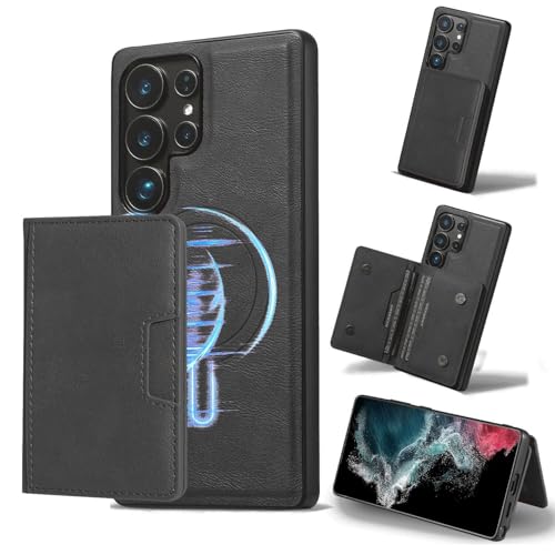 Étui en cuir amovible pour Samsung Galaxy S24 Ultra noir