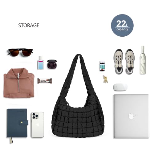 Image of ODODOS Quilted Carryall Tote Bag for Women Crossbody Hobo Lightweight Padding Shoulder Bag