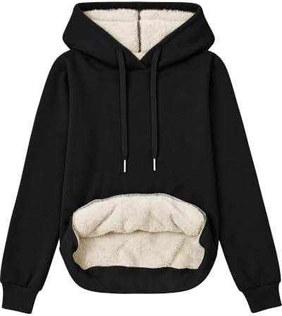 Novastellara Hoodie Damen Oversize Warm Fleece Sweatshirt Kapuzenpullover | Warmer Pullover Damen Herbst Winter Elegant Baumwolle mit Sherpa-Futter Gefütterte Fleece Sweatshirt Hoo