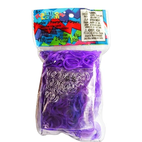 Rainbow Loom® Jelly Rubber Bands – Purple Refill Pack with 24 C-Clips – 600 Count – Official by Choon’s Design – Compatible with All Loom Kits
