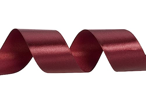 Image of ATRBB 25 Yards 1-1 /2 inch Wine Red Satin Ribbon for Gift Wrapping | Wedding, Bows, Colorfast Polyester Fabric Thick Ribbon for Bouquets Party Decor Crafts Handmade Flower DIY