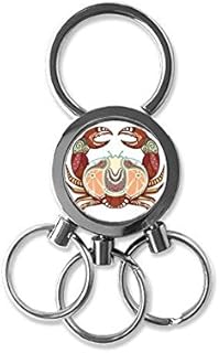 DIYthinker Sign Cancer Constellation Zodiac Symbol Mark Illustration Pattern Metal Key Chain Ring Car Keychain Creative Trinket Keyring Novelty Item Best Charm Gift 7 x 2.8cm , 2.1cm diameter for imag