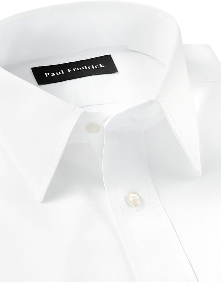 Paul Fredrick Men's Tailored Fit Cotton Non-Iron Pinpoint Cotton Dress Shirt - Image 7