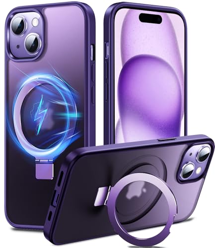 Protection iPhone 15 Plus antichoc magnétique coque silicone violette