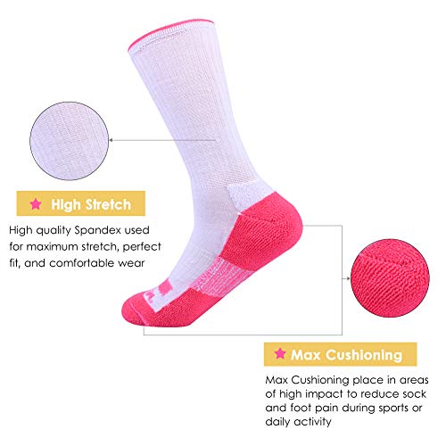 JOYNÉE Womens-Crew-Athletic-Socks Cushion Running Socks with Moisture Wicking for Sports and Daily Wear 6 Pairs3