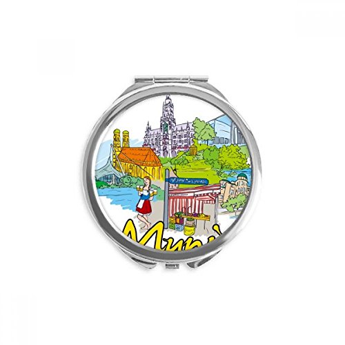 Miroir ronde maquillage de poche Munich 6.5 cm portable pour voyage et sac à main