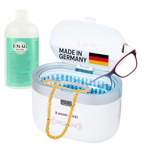 EMAG Ultraschallreiniger Emmi 04D Universal-Set I Brillenreinigungsgerät auch für Schmuck & Uhren I Ultraschallreinigungsgerät aus Deutschland I 0,6l