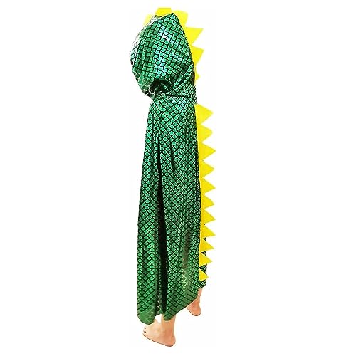 Boys Girls Kids Dinosaur Cape Dragon Hooded Cloak Halloween Costume Christmas Fancy Cape Cosplay Costumes (Green)