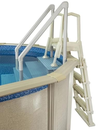 Escalera para piscina elevada 28 pulg ancha azul gris miniatura 4