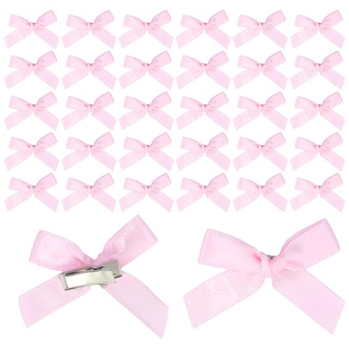 30 Pack Mini Lazos Rosados para Cabello para Mujeres, Niñas y Adolescentes | Dulces Clips de Cabello con Lazo, Acentos de Cinta, 1.8x1.5 pulgadas, Estilo Dopamina, Uso Diario y para Fiestas miniatura 1
