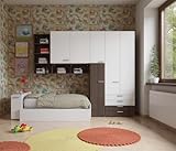 Sinistra MOBILFINO CAMERETTE Cameretta a Mezzo Ponte con Letto Estraibile e Ampio Armadio - Bianco e Olmo, Sinistra