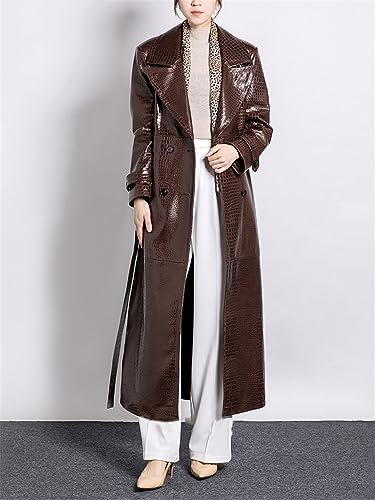 Ownwfeat Women’S Faux PU Leather Jacket Pu Leather Trench Coat4