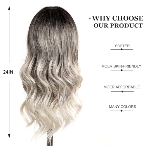 Esmee Long Wavy Ombre Brown to Blonde Wigs for Women Synthetic Hair Heat Resistant Ombre Wig for Daily Party Cosplay Use-24Inches - Image 5