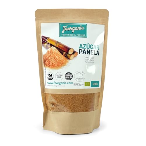 Azúcar Panela Ecológica FoorganicPack 500g | Endulzante Natural de Caña Sin Refinar | Producido en España |Rico en Nutrientes |Sin aditivos | Vegano