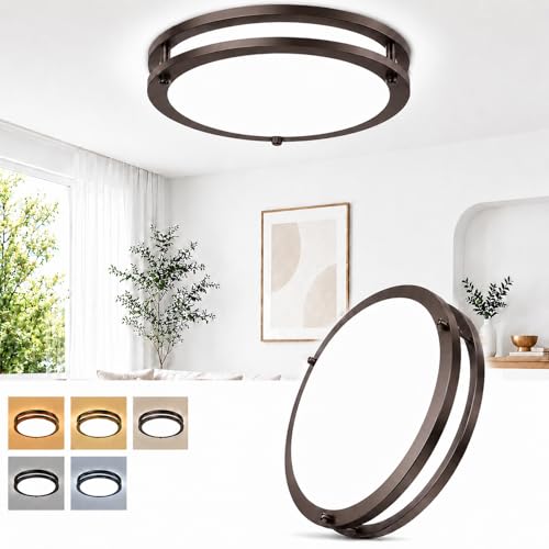 Image of 13Inch 36W Super Bright 3600lm Flush Mount LED Ceiling Lights, 1-Pack Oil-Rubbed Bronze Dimmable Ceiling Light Fixtures, 5CCT Selectable 2700K-6500K, Energy-Efficient Modern Ceiling Lamp, Easy Install