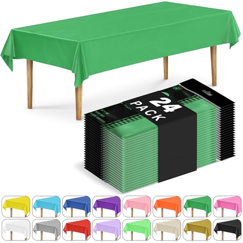 DecorRack 24 Pack Rectangular Tablecloths BPA-Free Plastic, 54 x 108 inch, Dining Table Cover Cloth for Parties, Picnic, Camping and Outdoor, Disposable or Reusable in Green (24 Pack) by DecorRack - Used condition - US$29.52