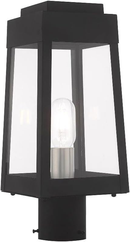 Livex Lighting 20853-04 Oslo - One Light Outdoor Post Top Lantern, Black Finish with Clear Glass, 15.25x6.25x6.25