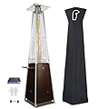 Patio Propane Heater Outdoor Patio Heater 48,000 BTU Pyramid Outdoor Heater Quartz Glass Tube Propane Heater Gas Patio Heaters for Outdoor Use with Wheels,Cover,Ground Nails,Hammered Bronze
