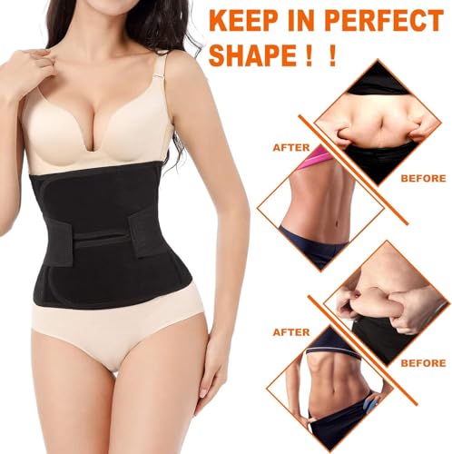 Trendyline Women Postpartum Girdle Corset Recovery Belly Band Wrap Belt Black