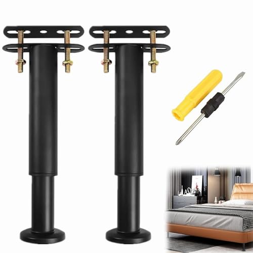 Kit de Patas de Cama Ajustables,Patas para Somier de Metal,Pies de Cama Regulables,Pies para Muebles Regulables,con Destornillador,para Muebles Mesas Sofá Mesa Estantes Armario,2 Piezas (18-31 cm)
