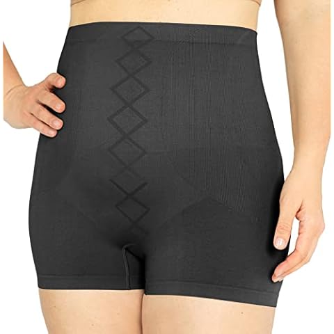 Instant Shaping Womens 2 Pack Waist Seamless Boyshort Shaper Thigh Shapewear, Black, Nude, Large US Cover