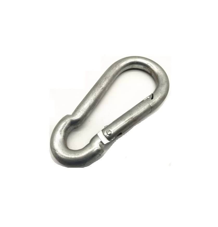 safety lock snap hook for rope, (galvanized) spring snap hook carabiner (silver), outdoor sports (galvanized - m8, 3)