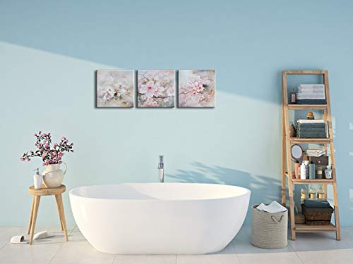 Dekhome 3 Pieces Cherry Blossoms In Spring Print Gallery Wrap Modern Home Decor Elegant Flowers Wall Art Abstract Floral Paintings On Canvas Wall Art For Bedroom Girls Room Ready To Hang 12"X12"X3Pcs #TOP3