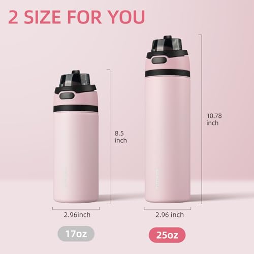 Image of BJPKPK 25oz Insulated Water Bottle with Straw Lid & Handle, Stainless Steel | Leak-Proof 2-in-1 Straw & Spout Lid, BPA-Free Vacuum Insulated Bottle Fits Cup Holders for Gym, Office, Travel & Outdoor
