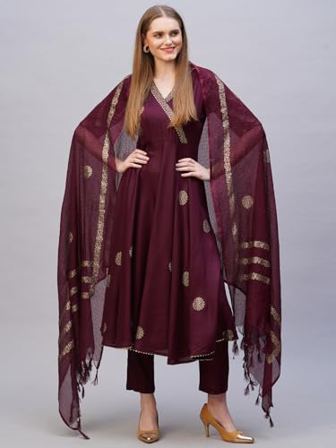 Image of ANNI Designer Rayon Blend Women Kurta Set with Pant & Dupatta