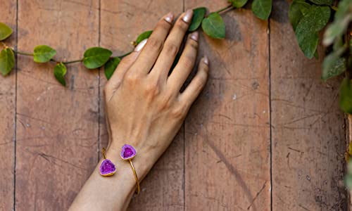 Vanya Lara Artfully Designed Jewelry - Handcrafted Druzy Melody Bracelet - Brass, 22K Gold-Plated With Purple Geode Druzy #TOP1