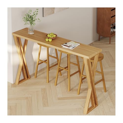 OVOGGPAN Mesa de Bar de Madera Maciza, Mesa de Pub para Espacios pequeños, Mesa de Comedor Rectangular Estrecha de Altura de mostrador para Cocina, balcón, cafetería o Bar en casa(140cm/55.1in)