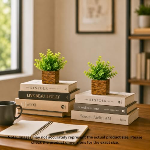Image of DecoreBugs Artificial Eucalyptus Plant with Plastic Pot (Pack of 2) | 12 cm Height | Mini Potted Plants for Shelf Decor, Home, Office, Living Room, Desk & Table Item Decoration