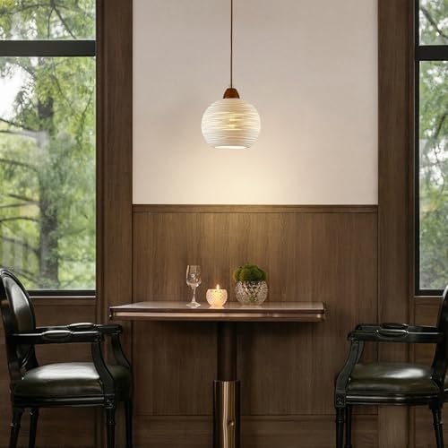 Suspension minimaliste moderne blanche avec douille E27 et globe céramique pour salon - 7