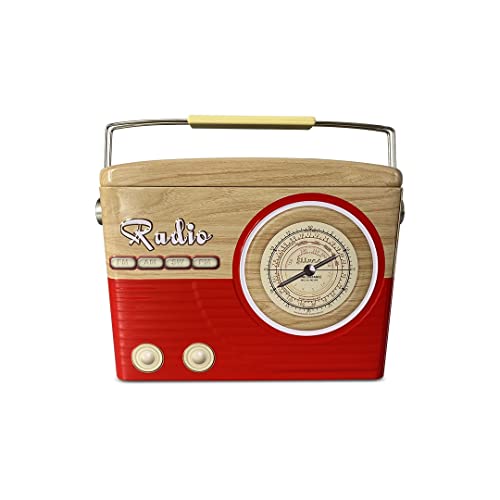 POWERHAUS24 Blechdose rotes Radio in Retro-Stil, Keksdose ca. 21 cm x 17 cm x 4,8 cm, lebensmittelecht, Aufbewahrung, Deko, Backrezept Cover