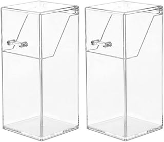 DOITOOL 2Pcs Acrylic Makeup Brush Holder with Lid, Clear Makeup Brushes Holder, Cosmetic Brushes Organizer Cosmetic Storage Display Box for Dressing Tables and Vanity