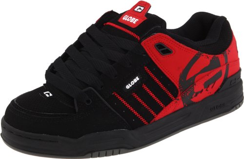 Image of Globe Mens Fusion Skate Shoes, Black /Moto Red, 7.5 D (M) US