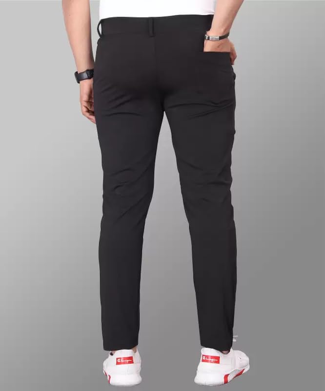 Image of Men's Stylish Slim Fit Lycra Blend Trousers - Pack of 2 (Combo) Formal Pants for Men | Stretchable Regular Office Formal Wear | Comfortable Solid Casual, Business, and Work Trousers for Men